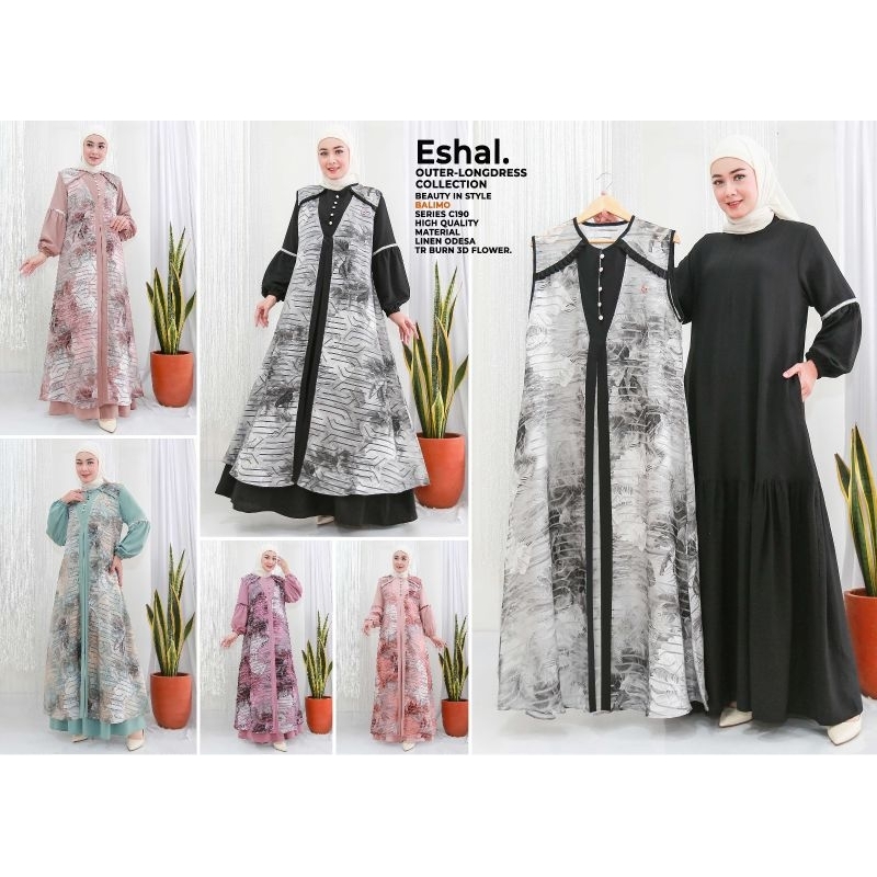 Eshal outer longdres premium|gamis premium bunga balimo series C150