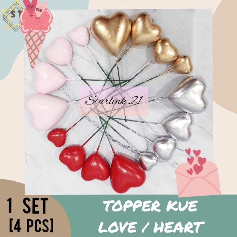 TOPPER LOVE | Topper Kue Ultah Bentuk Hati/ Heart/ Love