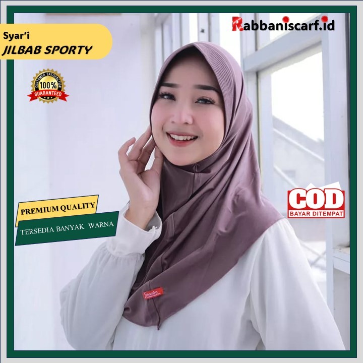 Hijab Instan sport pet Bahan Jersey Premium | Kerudung Sekolah Instant Polos Spandek Olahraga Volly 