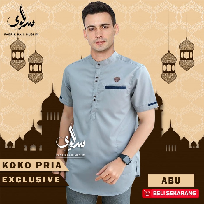 Baju Koko Kurta Lengan Pendek Muslim Fashion Laki-laki Pria Cowok Anak Bahan Toyobo Premium Basic Katun Adem Tebal Terlaris Terbaru