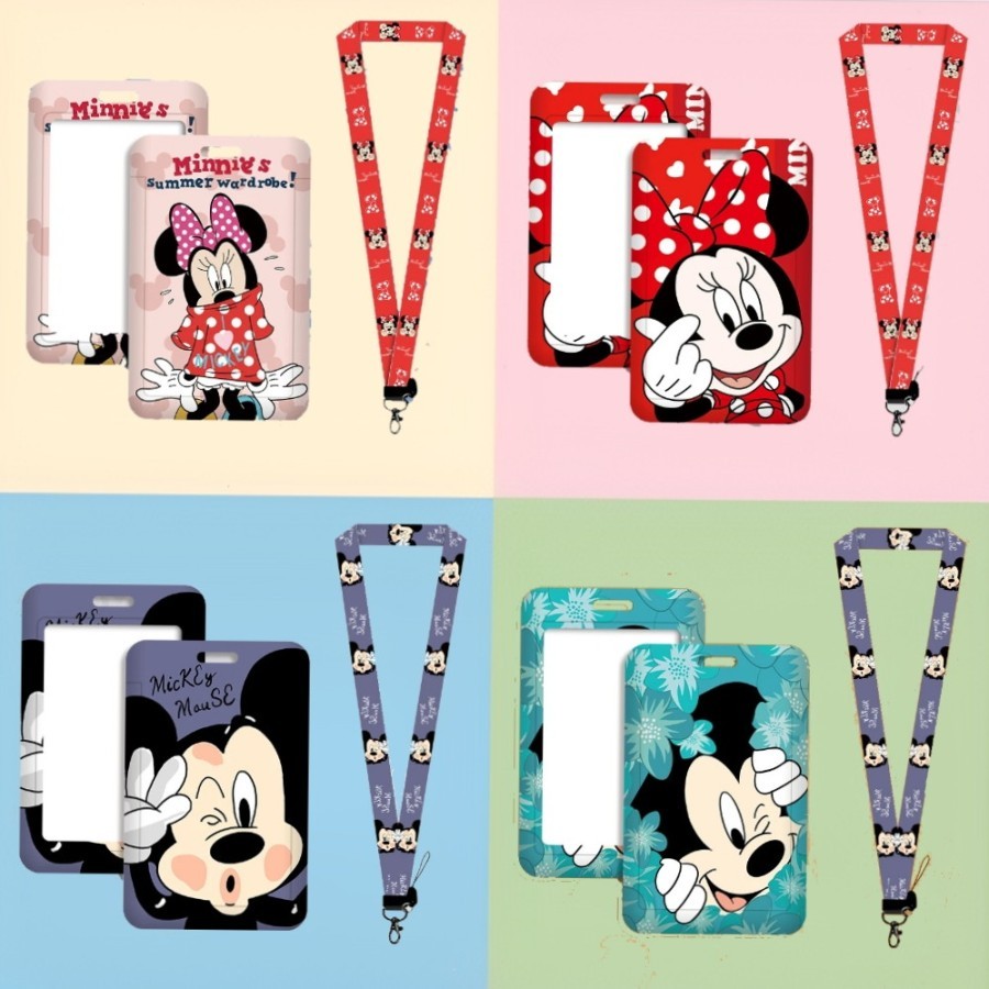

tali kartu id card mickey minnie mouse card holder gantungan name tag kartu tali kalung papan nama