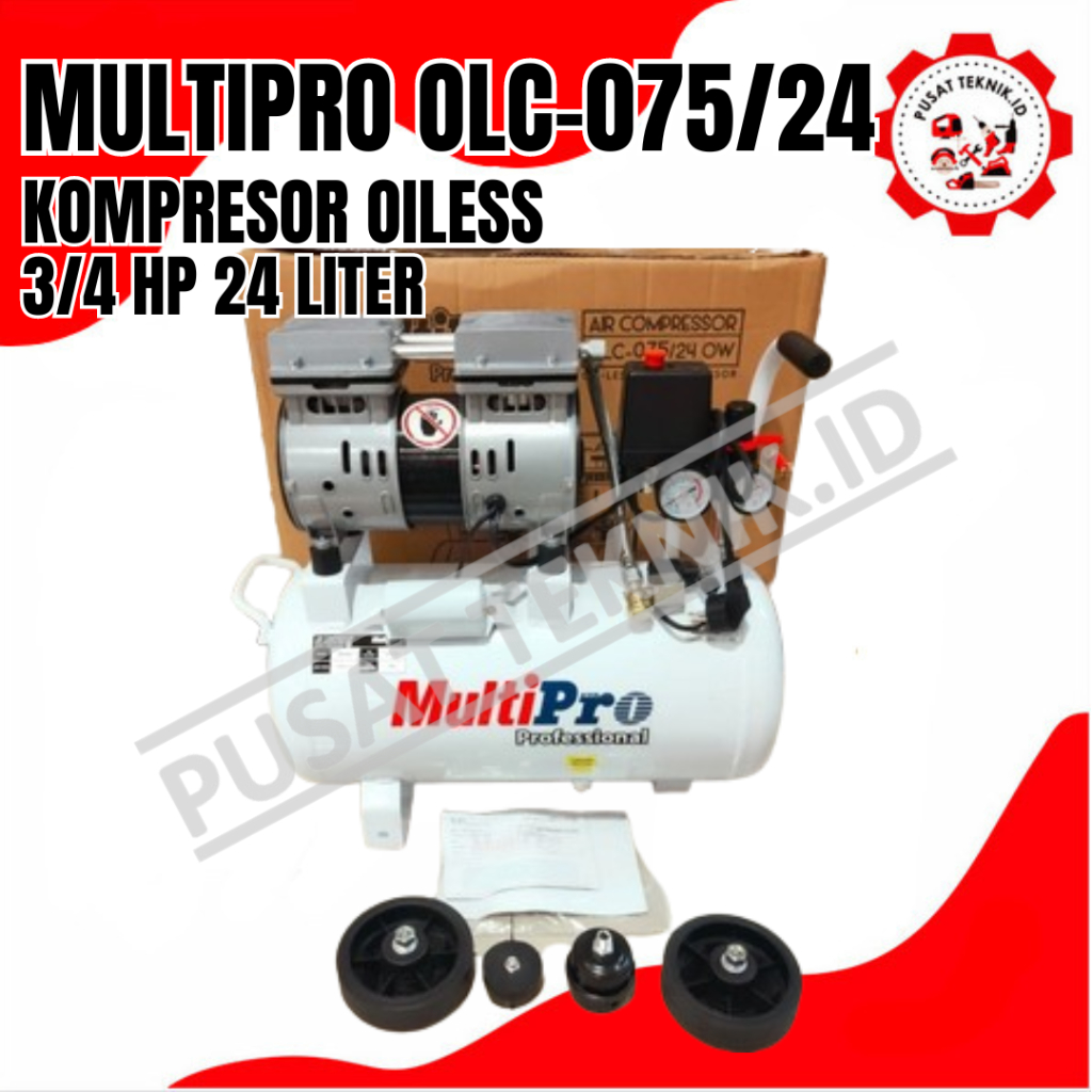 KOMPRESSOR MULTIPRO OLC75 3/4HP 24L KOMPRESSOR SILENT OILLES DENTAL COMPRESSOR