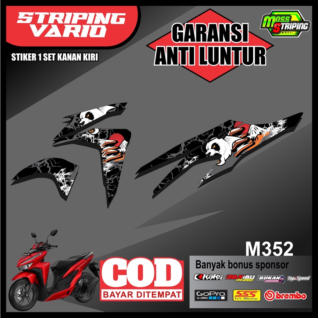 Stiker Striping Semifull  motor Vario 125 / 150 New 2018 2019 2020 2021 Motif Gambar Panda Marah Ang