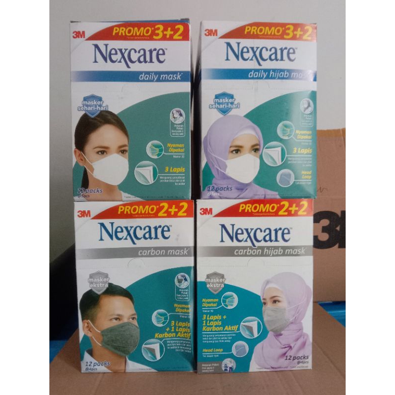 Masker Nexcare Daily Masker Nexcare Hijab Headloop Earloop Putih Rejuvenate | Carbon Hijab Headloop 