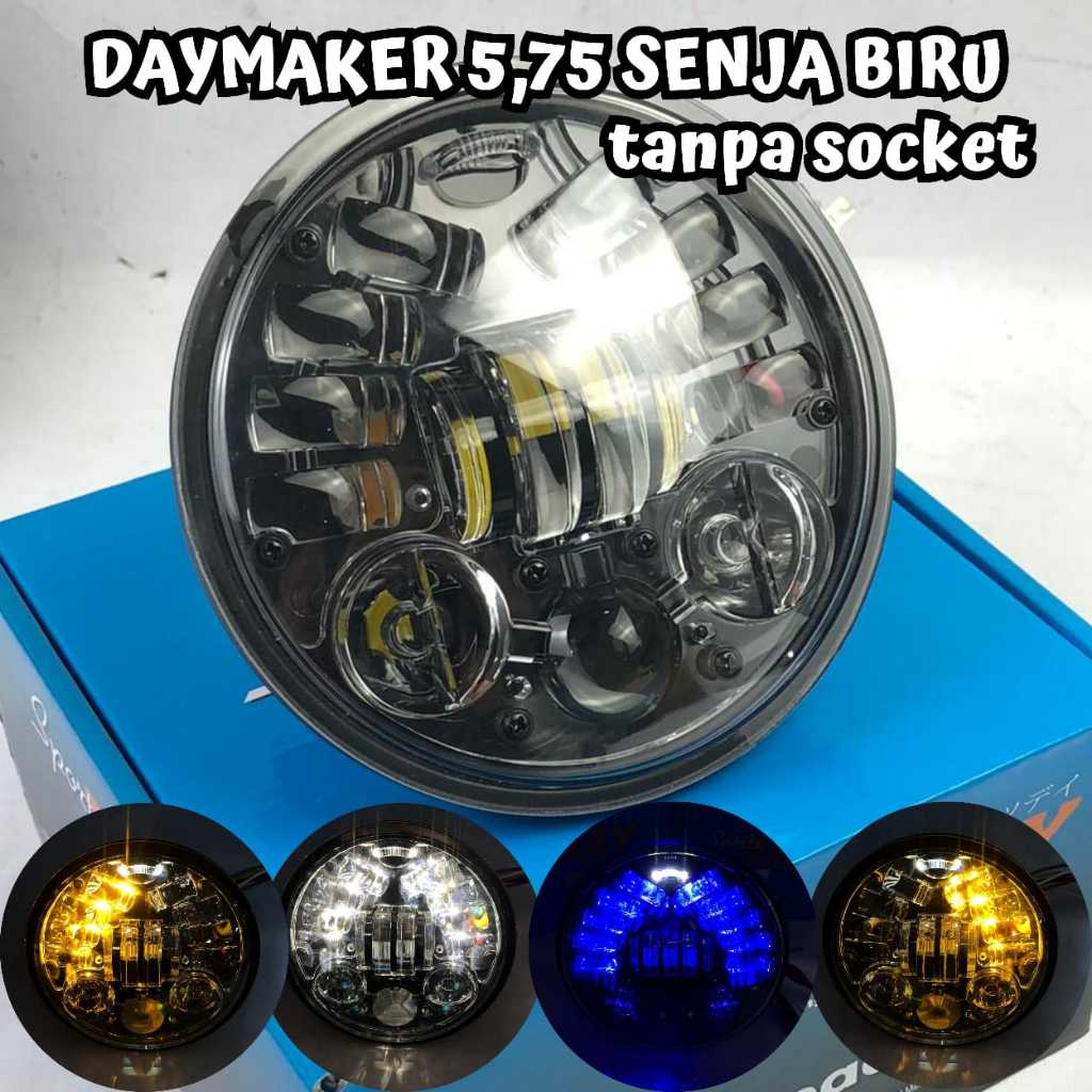 DAYMAKER 5,75 LAMPU DEPAN HEADLAMP BULAT 5,75 SENJA BIRU DOUBLE SENJA CB GL MP TIGER