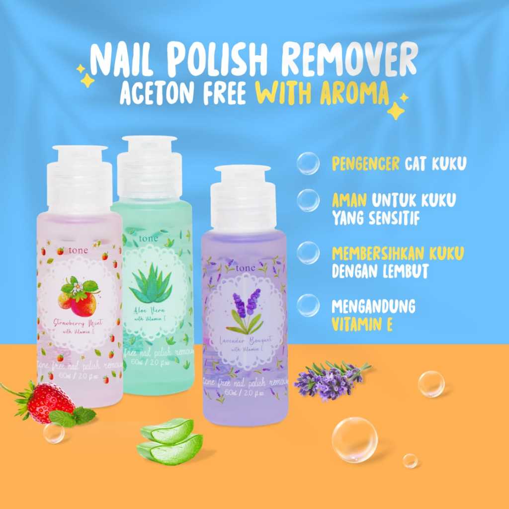 TONE NAIL POLISH REMOVER ACETON FREE WITH AROMA / ASETON PEMBERSIH KUTEK