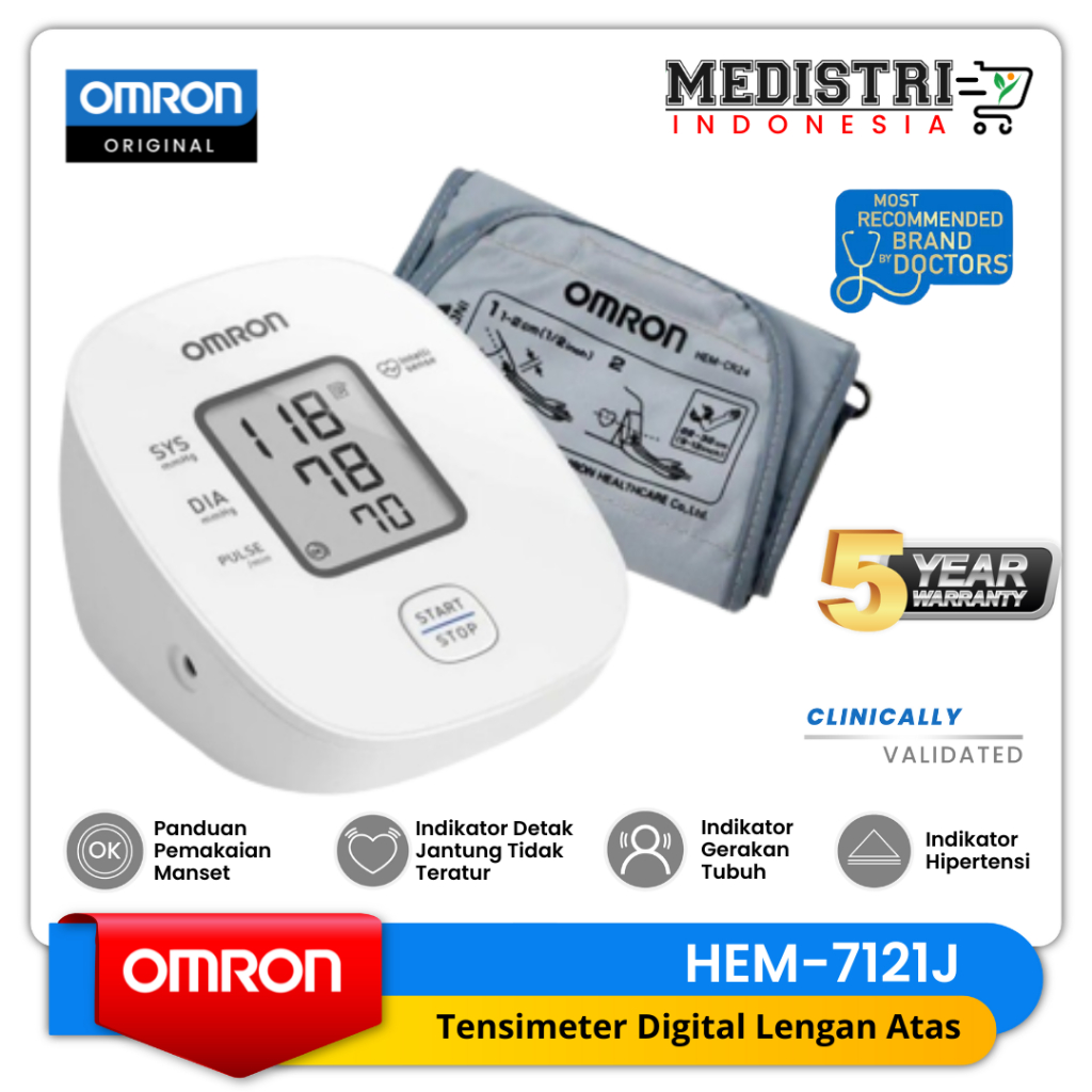 [BEST SELLER] Omron HEM-7121J Tensimeter Digital - Alat Tensi Pengukur Tekanan Darah