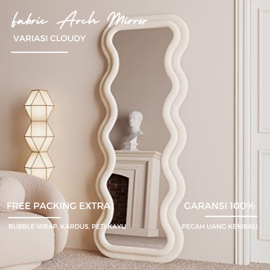 Standing Mirror Fabric Cloudy Aesthetic Mirror by abarrahomedecor