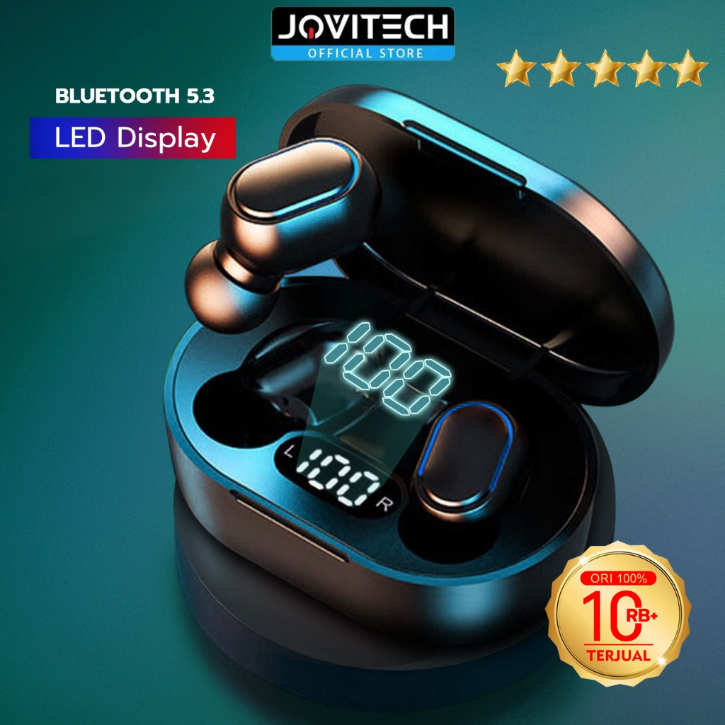 Jovitech TWS Earphone Bluetooth Wireless Earbuds Digital Click Button LED Display Waterproof - T10