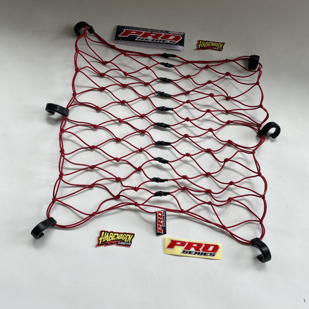 RB1 Tali Jaring Proseries Pengikat Ikat Barang Helm Mantel Motor Bagasi Hitam Merah Biru Mininet