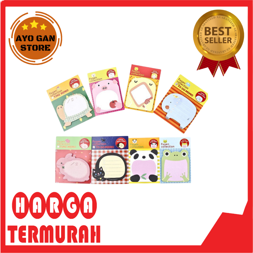 

Sticky Notes Motif Binatang Tempelan Kertas Catatan Memo Note Karakter Animal Lucu Unik