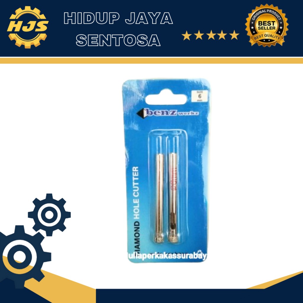DIAMOND HOLE CUTTER  DIAMOND GLASS MATA BOR KACA 6MM BENZ (1set=2pcs) - SPAREPART
