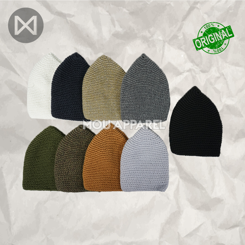 Peci Rajut YAMAN Renggang Polos, Peci Kopiah Rajut Tebal, Peci Rajut Dewasa, Hitam, Putih, Abu