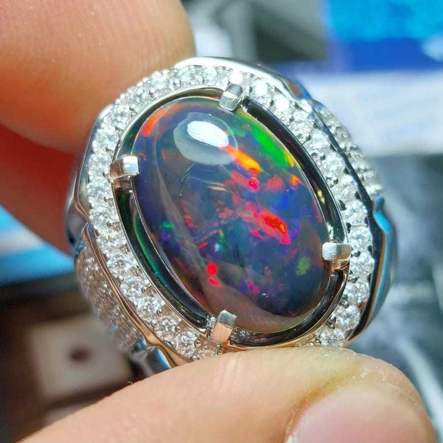 black oval kalimaya , natural batu akik permata