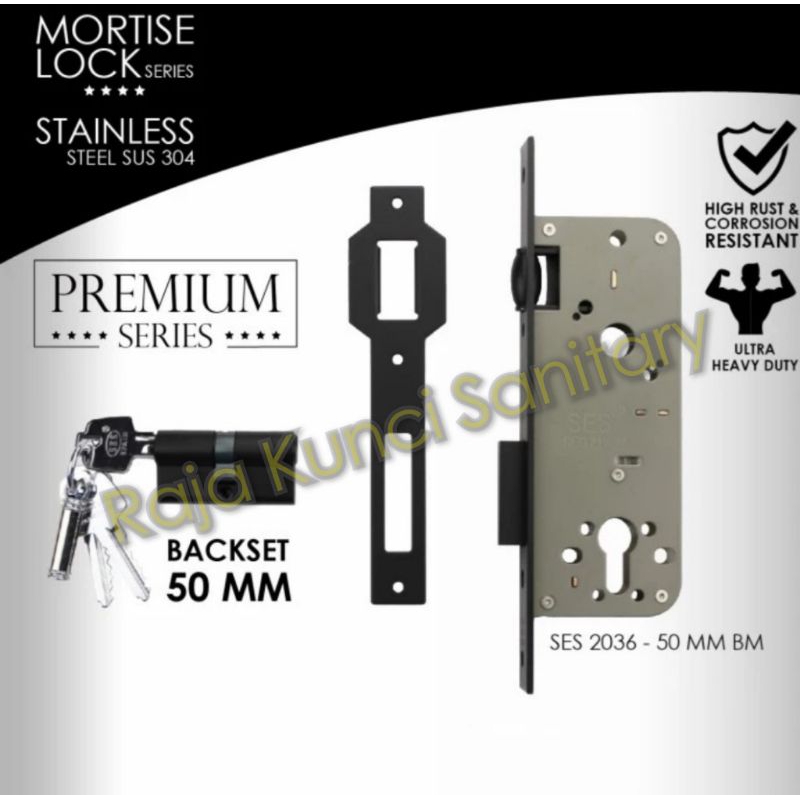 Bodi Kunci Pelor Pintu SES Stainless SUS 304 Hitam Black/Original SES 2036-50MM Hitam Black