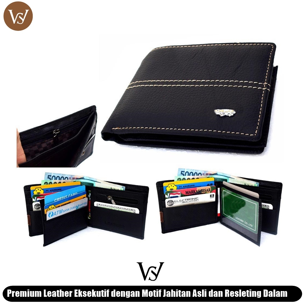 Dompet Kartu Pria Saku Lipat Kulit Super Lacro Black