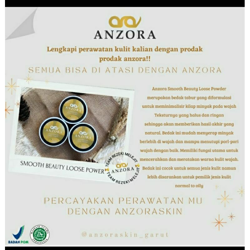 smooth Beauty loose powder anzora/Anzora skincare/Anzora beauty/Skincare aman/Skincare halal/Skincar
