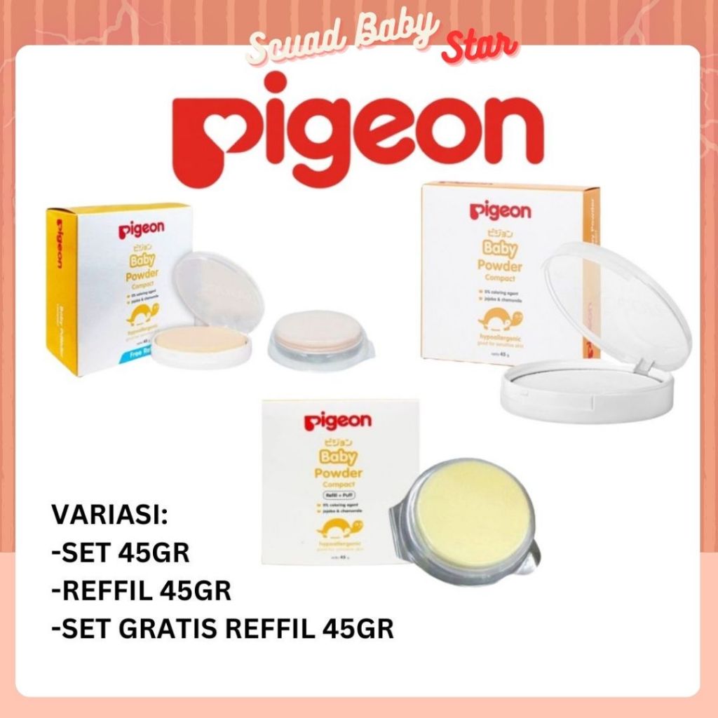 Pigeon Baby Powder Compact Chamomile 45gr / Set / Reffil /Bedak Padat Bayi