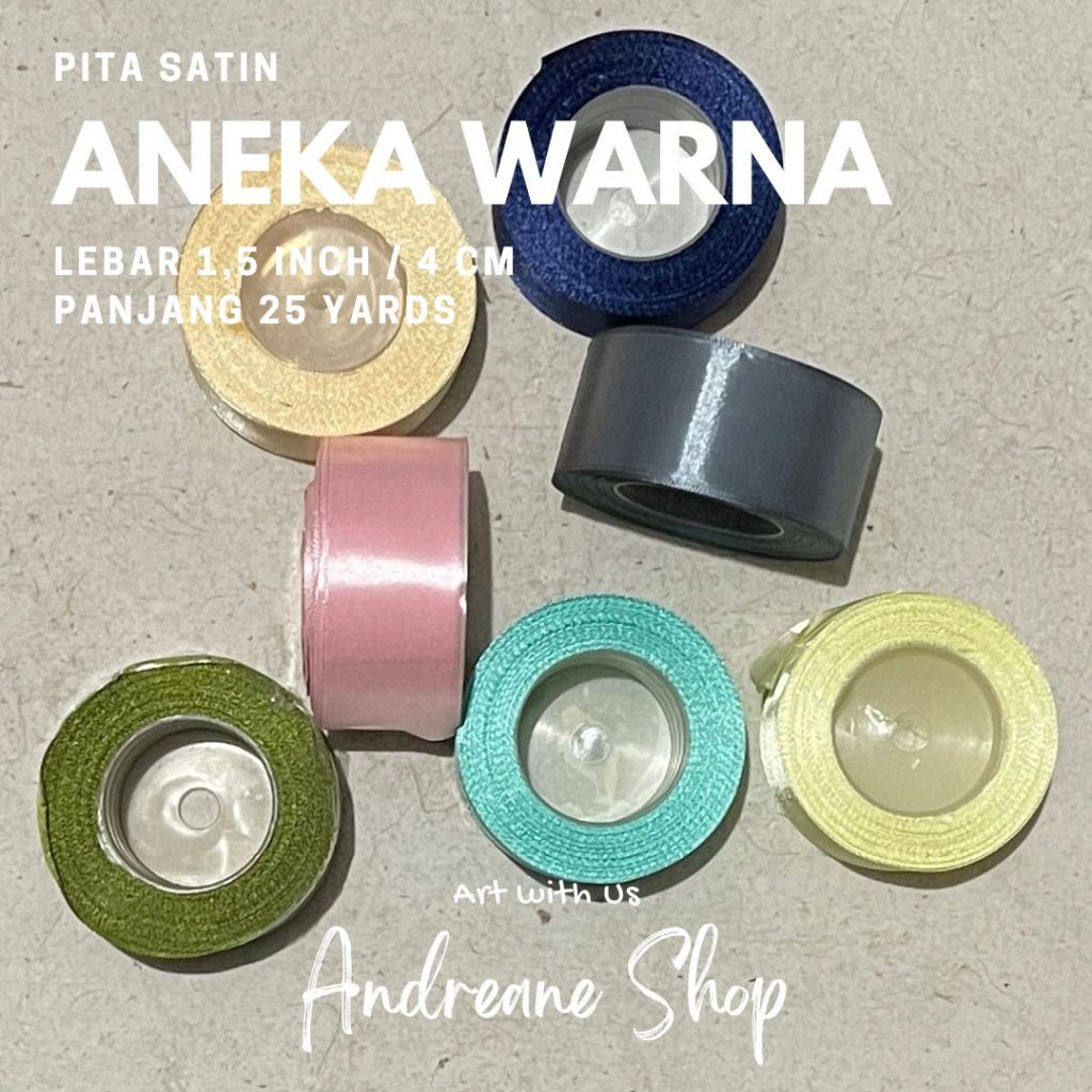 

Pita Satin Polos Lebar 1,5 inch 4 cm (1 roll)