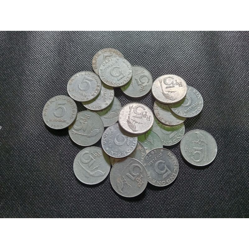 koin kuno 5 rupiah burung 1970