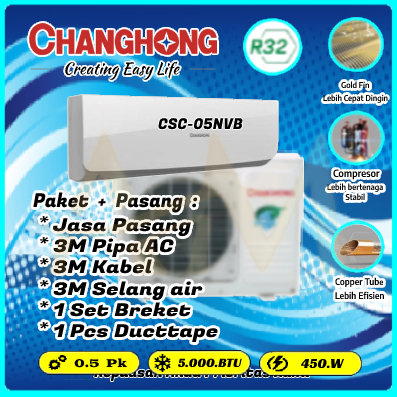 AC CHANGHONG 1/2PK + PEMASANGAN