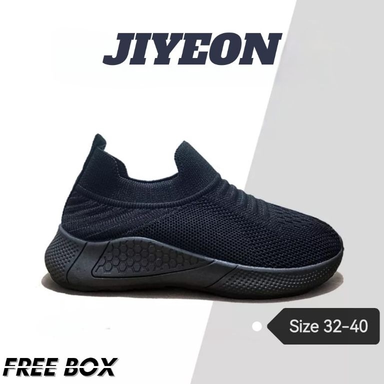 Recomended FREE BOX SIZE 324 438 Sepatu Sekolah Anak SD Sepatu Slip On Anak Hitam Tanpa Tali Sepatu 