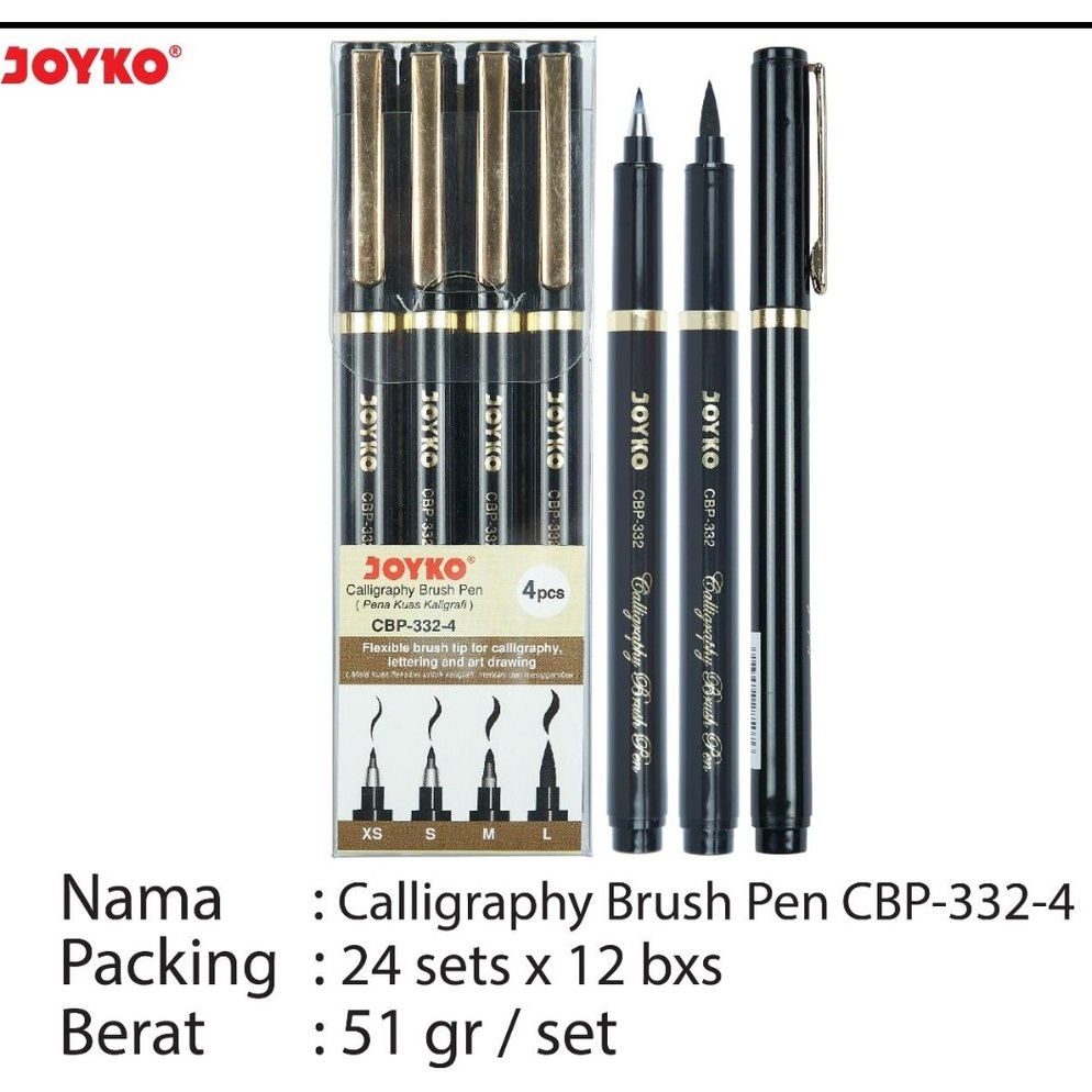 

Terkini calligraphy brush pen joyko cbp 332 isi 4 kaligrafi pen BQ8