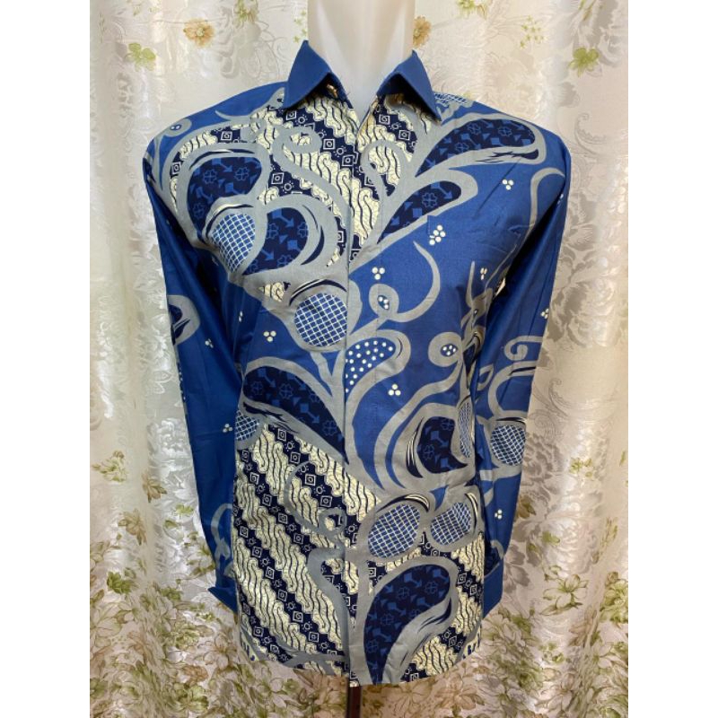 batik katun biru denim