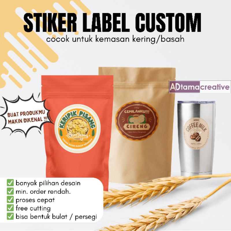 

Cetak stiker label produk/ label stiker bulat dan kotak/ stiker kemasan custom