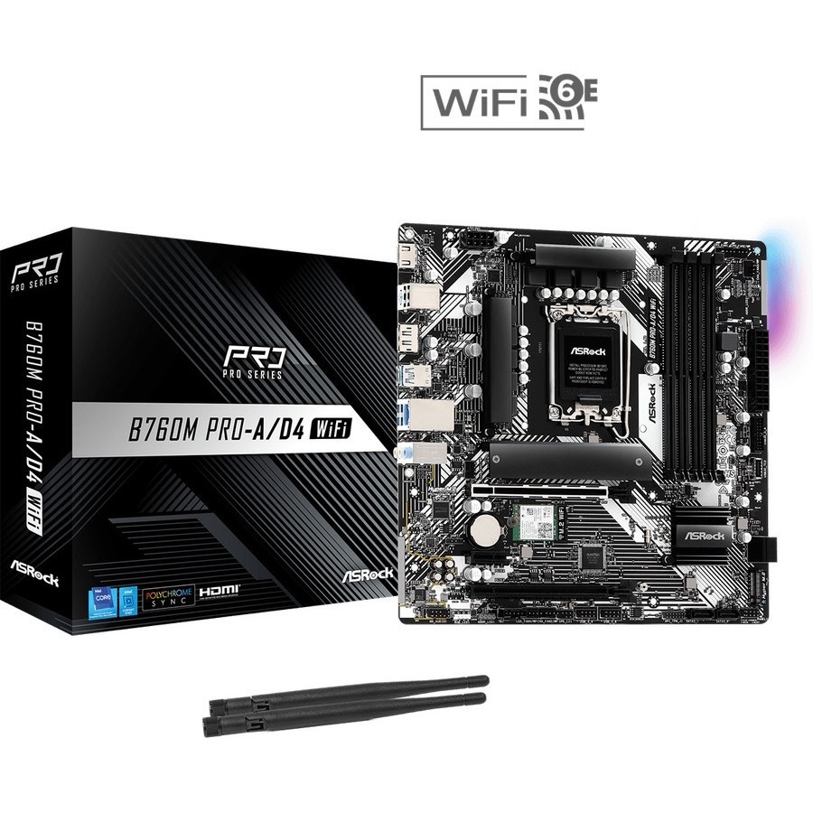 ASRock B760M PRO-A WIFI DDR4 (Intel LGA 1700, B760, DDR4)