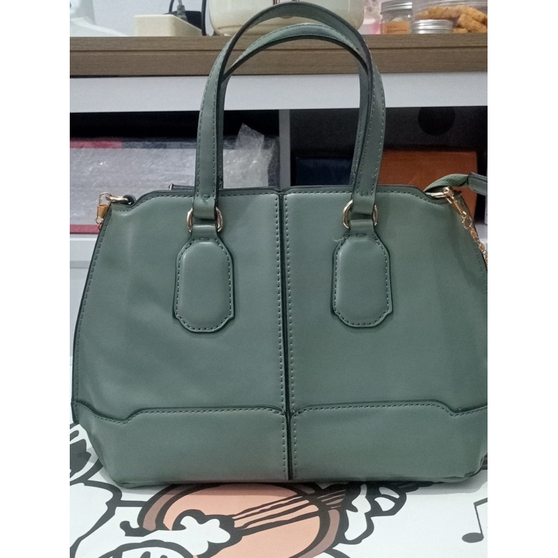 tas zara handbag hijau sage