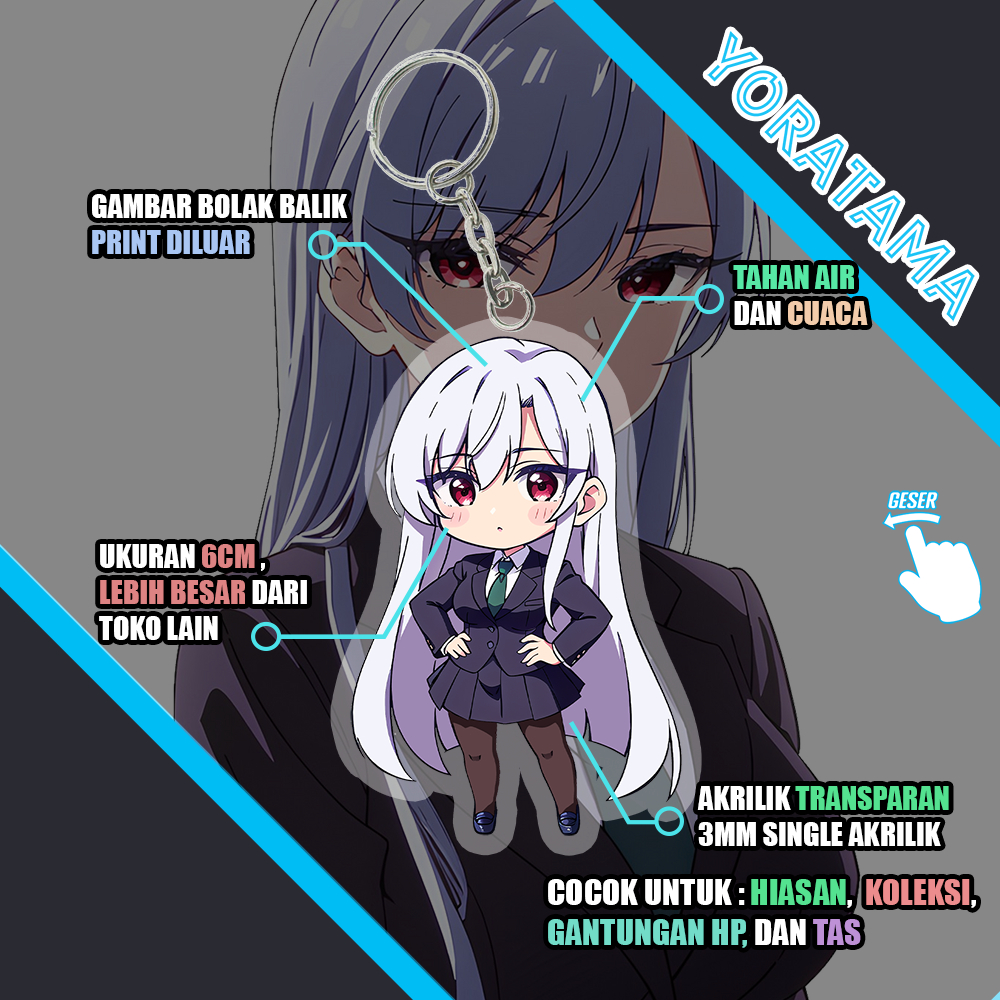 Gantungan Kunci Nano Eiai 100 Girlfriends, Keychain Anime Lucu