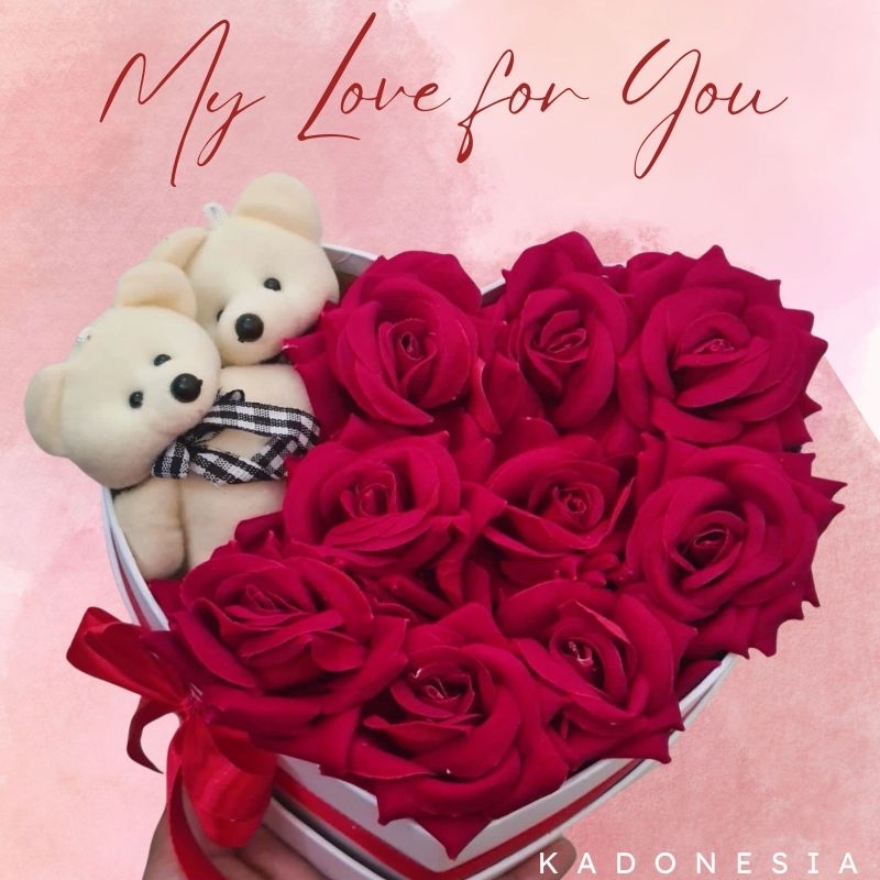 Bloom Box Rose / Buket Bunga Mawar Kado Romantis Cewek