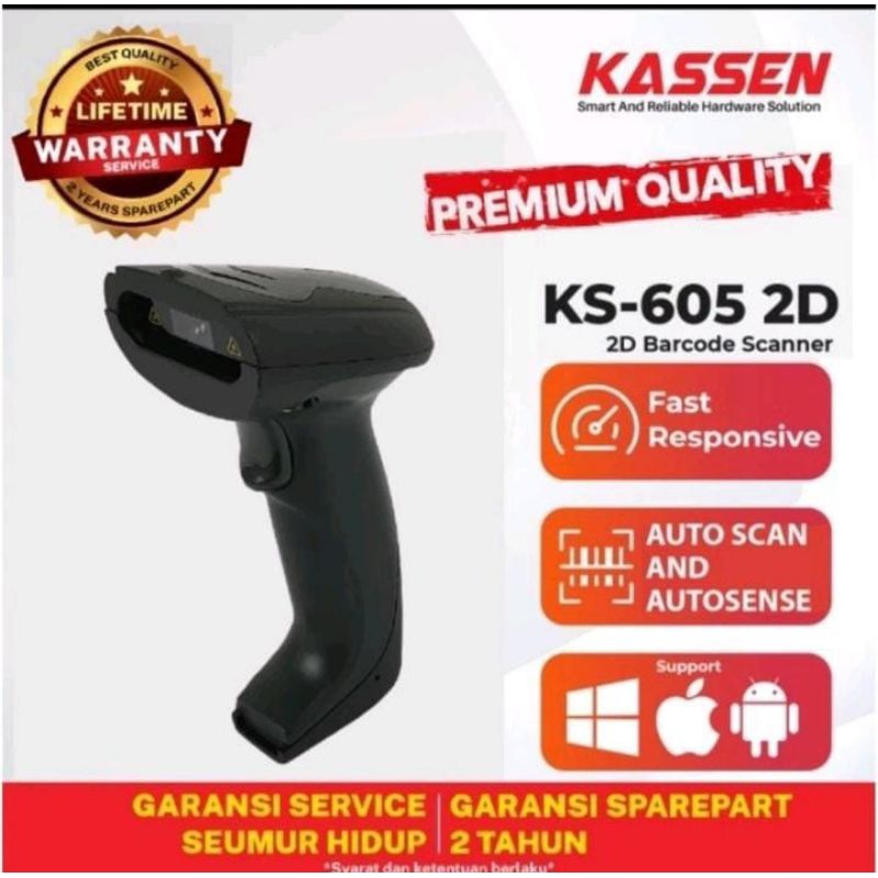 Scanner Barcode Kassen KS 605 KS605 KS-605 1D & 2D Auto Scan