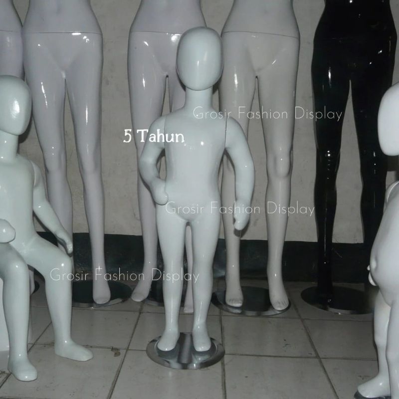 Patung Manekin Full Body Anak Fiber 5 Tahun Muka Alien Anak Cewek Cowok Warna Putih SET D