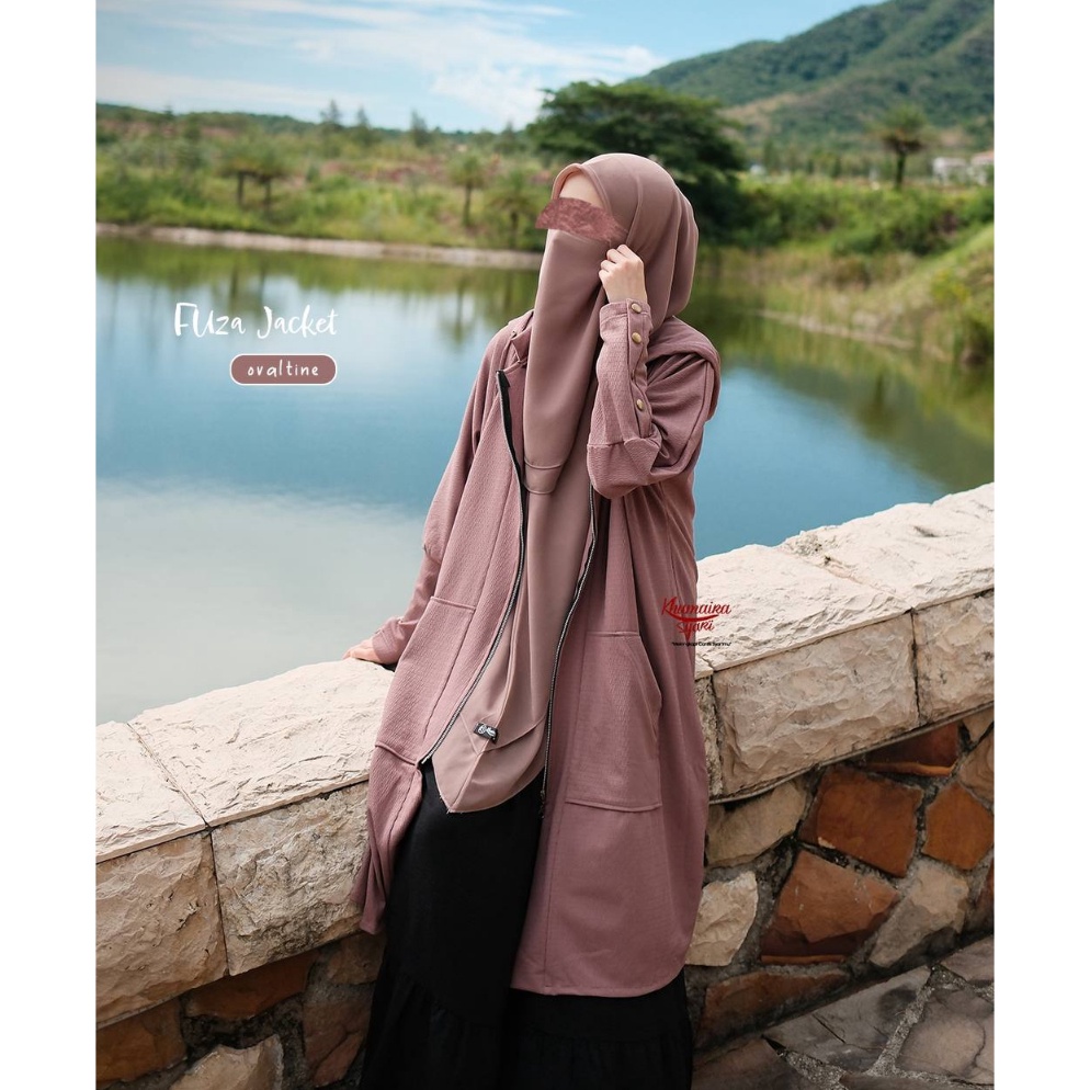 11 MALL Fuza Jaket by Khumaira Syari  Long Jaket Wanita Oversize  Outer Jaket Muslimah Syari