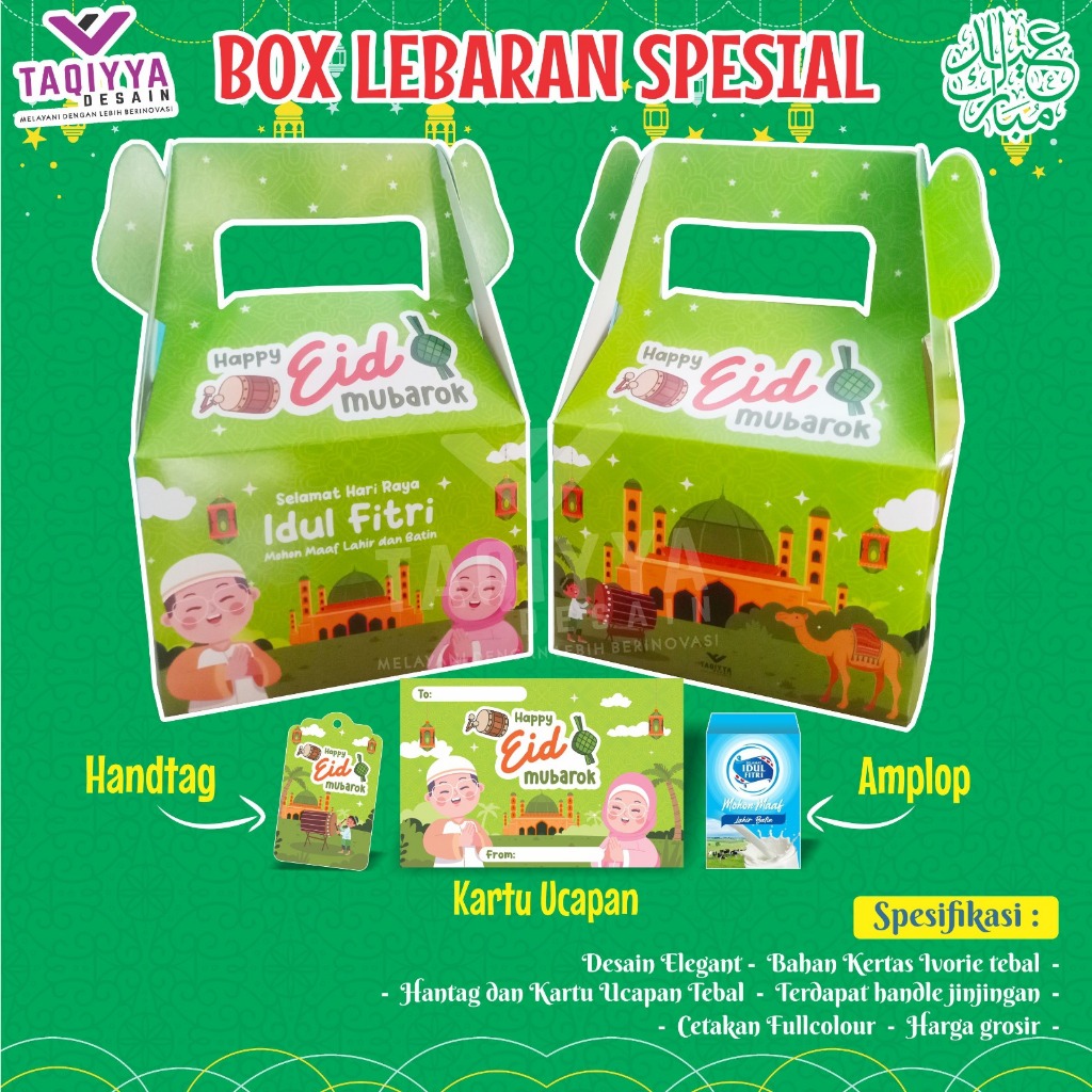 Box Hampers Lebaran Hijau / Box Lebaran Elegant / Hampers Elegant / Box Lebaran desain kekinian / Bo