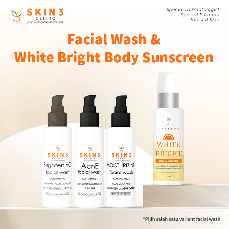 SKIN 3 Clinic Facial Wash & White Bright Body Sunscreen SPF 15
