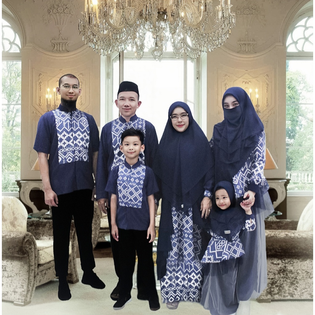 WASTRA NUSANTARA FAMILY SET WARNA ROYAL NAVY BY RISALAH | JUMBO