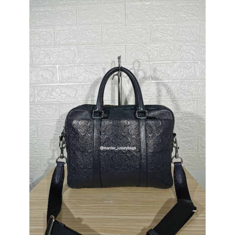 Briefcase COACH*Perry Compact Brief in Signature Crossgrain Leather