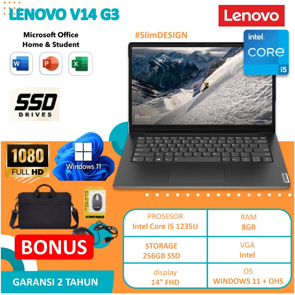 Laptop Lenovo V14 G3 i5 1235U 24GB 512GB SSD OHS Grey
