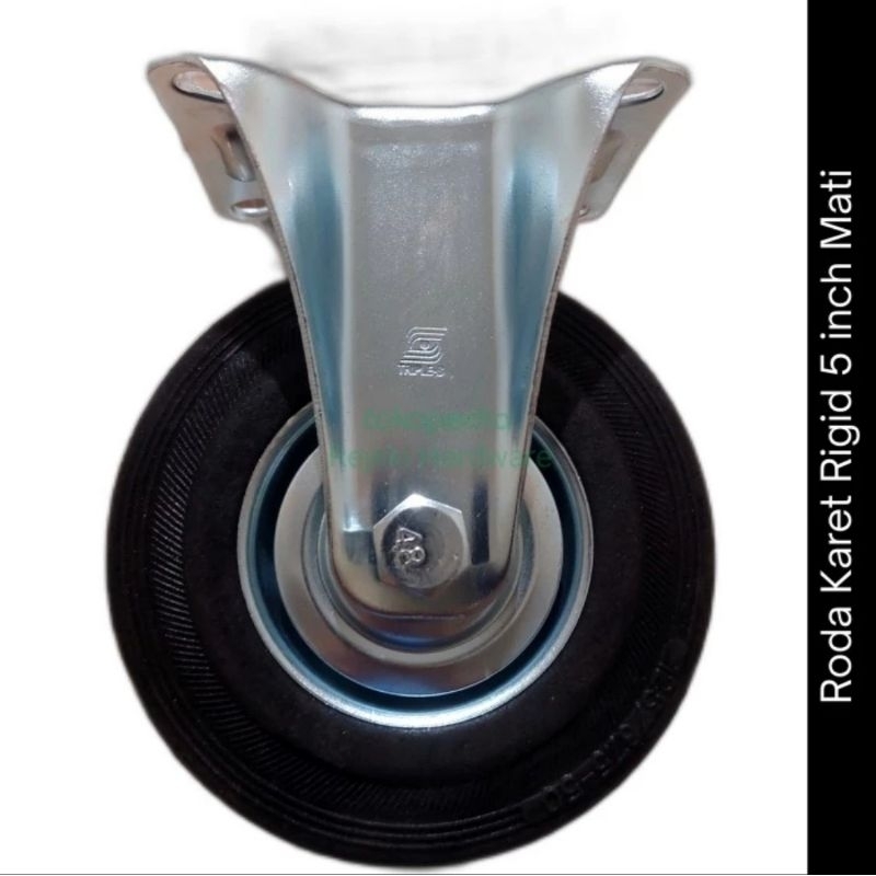 Roda Karet Hitam 5 inch Mati Roda Trolley Gerobak 5" Rigid 125 mm