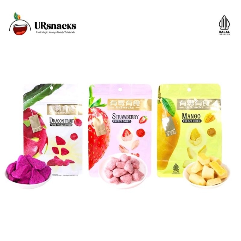 

URSNACKS Budle of 3 - Freeze Dried keripik sehat (Dragon fruit, Strawberry & Mango)