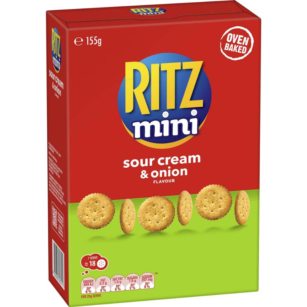 

Ritz Mini Crackers Sour Cream & Onion Flavour 155g Australia