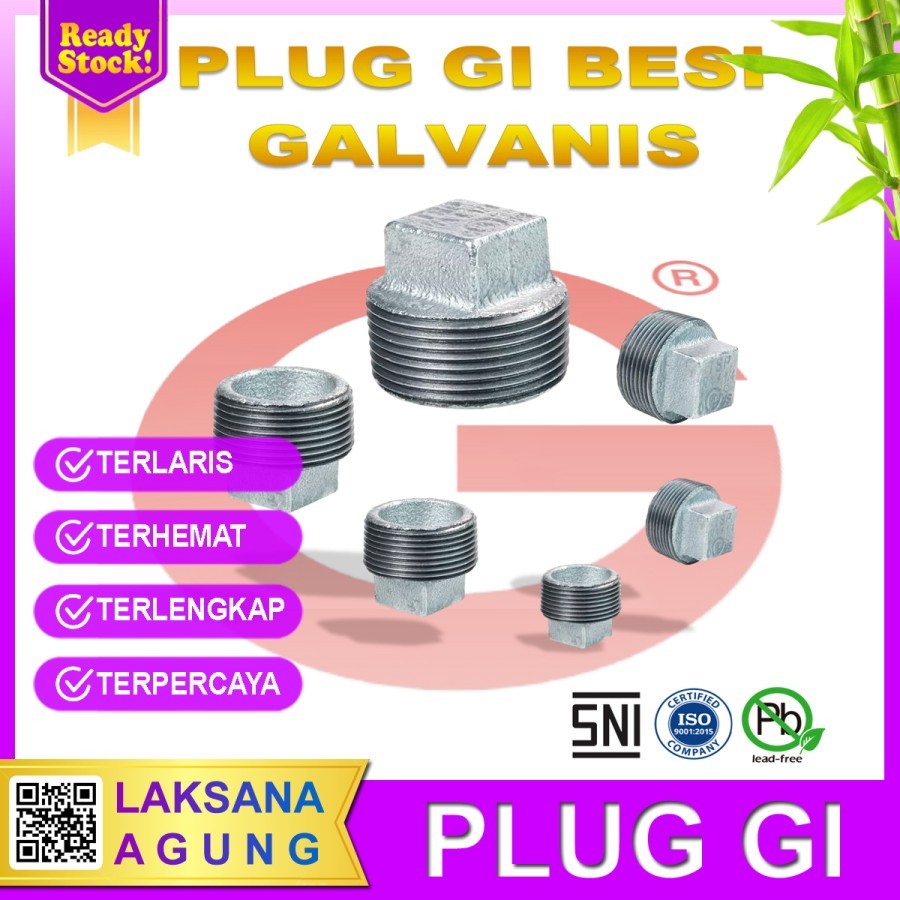 Plug drat luar 1 inch Besi | Dop pipa drat luar besi galvanize