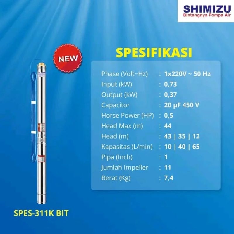 Pompa Sibel Submersible Shimizu 0.5hp