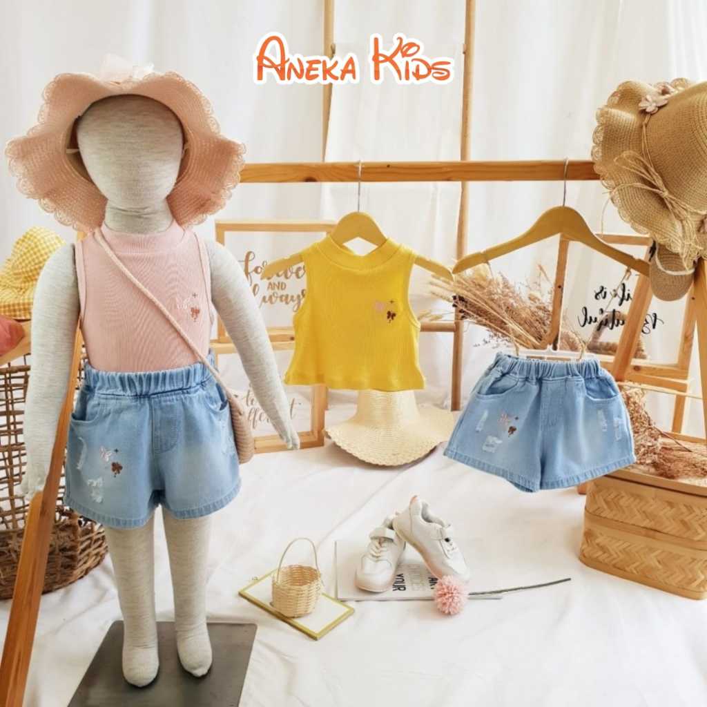 setelan anak motif atasan+celana pendek fashion korea