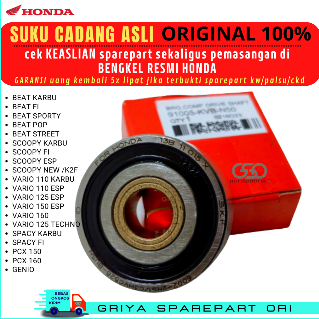Bearing 6002 ori HONDA Beat Laher bak CVT Beat karbu Beat fi Beat street Beat pop Beat sporty Spacy 