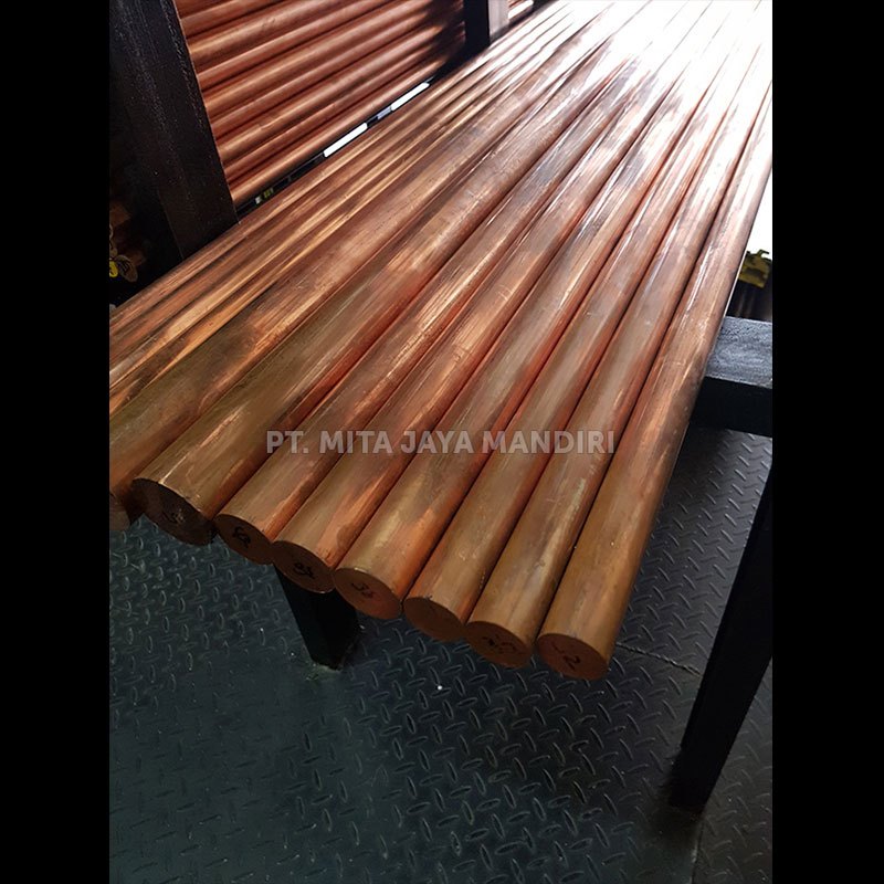 As Tembaga Potongan 2 | Batangan Bulat / Kotak / Strip Busbar | Diameter 1/4" 6mm 3/8" 10mm 1/2" 12m