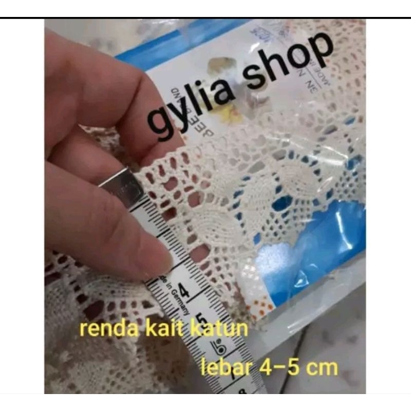Renda Kait Katun Permeter /Renda Meteran /Aplikasi Baju